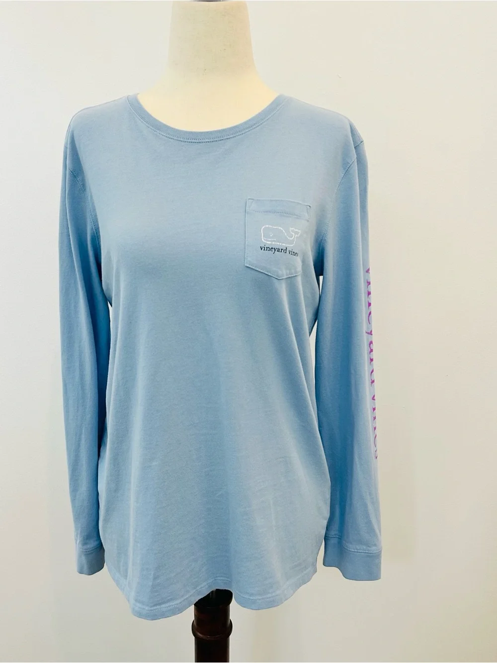 Girls Vineyard Vines Light Blue Long Sleeve Pocket Tee XL (16)